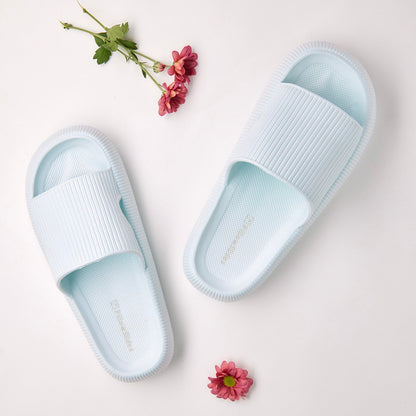 Floral trendy blue slides 